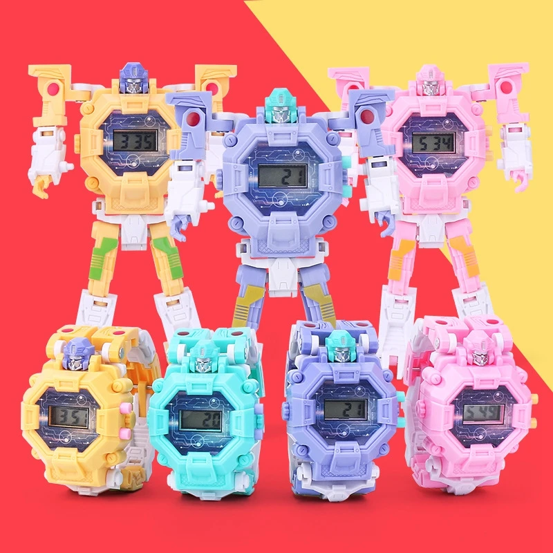 

Deformation Robot Watch Transformation Wristwatch Kids Toys Electronic Watchs Cartoon Robots Figures Creative Toys For Children