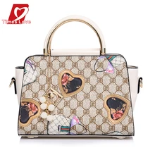 Beilian 2016 new PU leather flowers colorful handbag large capacity high quality elegant fashion Handbags Women Bags XB0160