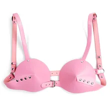Кожаный бюстгальтер на бретельках, сексуальная розовая чашка, панк готический на бретелях, нижнее белье, топ, клетка, регулируемые подвязки, ремни, полный комплект, бондаж, фестивальный рейв