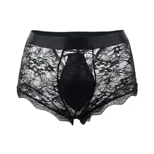 Эротические прозрачные трусы для мужчин, бесшовное нижнее белье, сексуальные, горячие, эротические, на бретельках, на шнуровке, бесшовные, черные, красные, кружевные мужские трусы MP073