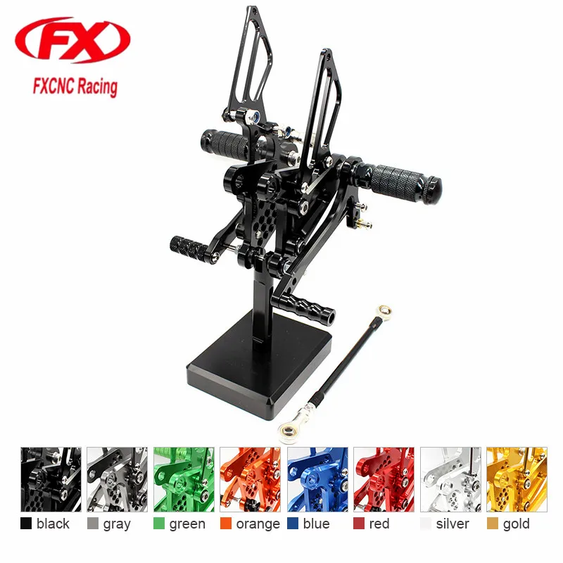 FX CNC Aluminum Adjustable Motorcycle Rearsets Rear Set Foot Pegs Pedal Footrest For KAWASAKI Ninja ZX6R ZX636 2009 - 2015 2014