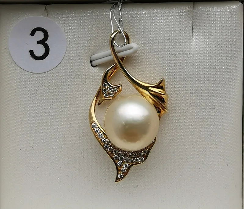 YS 925 пробы серебро 9-11 мм настоящий натуральный южный морской жемчуг кулон ожерелье ювелирные изделия - Цвет камня: No. 3