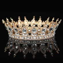 Большая диадема в стиле барокко, Королевская корона невесты, корона для женщин, головной убор, свадебные хрустальные диадемы и короны, ювелирные изделия для волос, аксессуары