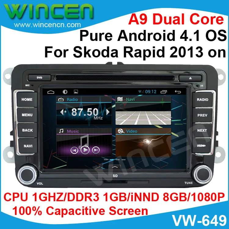 Android 4.1 Car DVD GPS Player for Skoda Rapid 2013 on 1080p Video Support  thousands of Android Apps OBD DVR optional