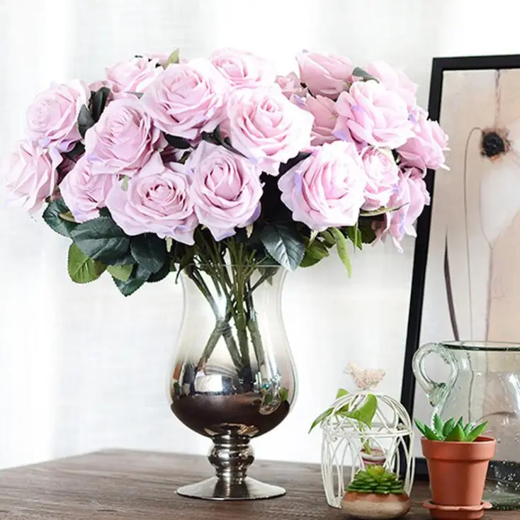 Искусственный шелк, 10 голов, букет французских роз, искусственные цветы, украшение для стола, свадебные цветы, вечерние, аксессуары, Флорес
