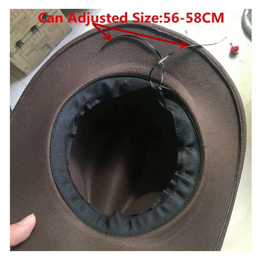 Fashion Womens Mens Wool Hollow Western Cowboy Hat Gentleman Rolled Edge Hat Jazz Cap Creative