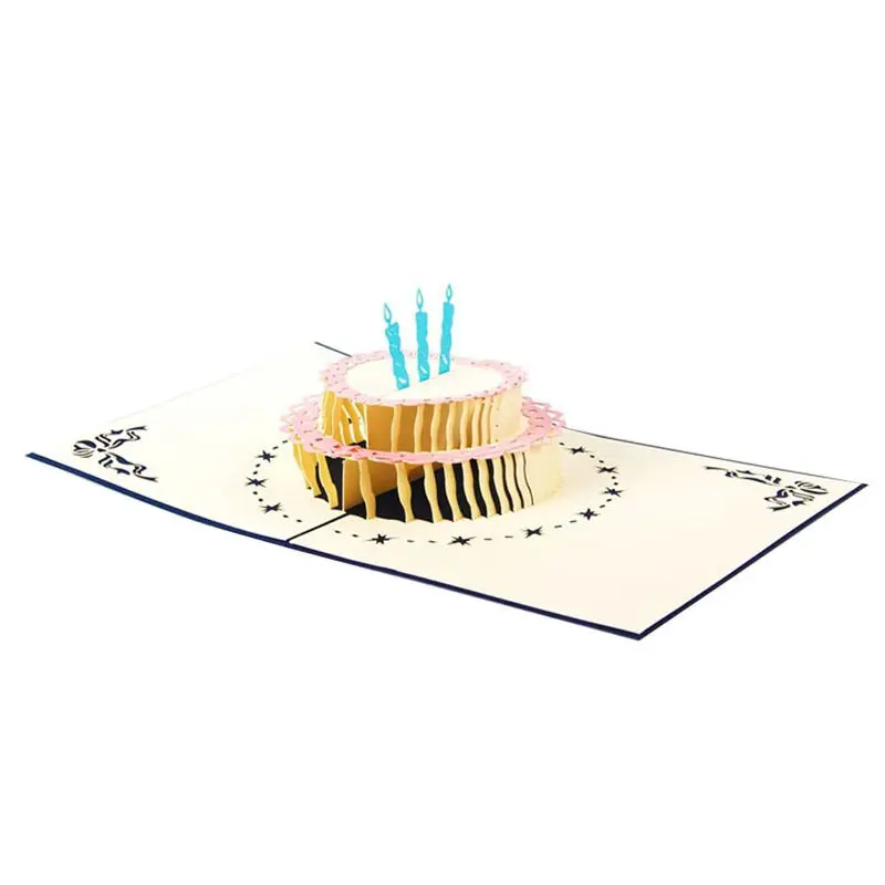  Happy Birthday Card 3D Pop up Blank Birthday Cake Laser Cut Vintage Invitations Cards for Kids/Adul - 32901290163