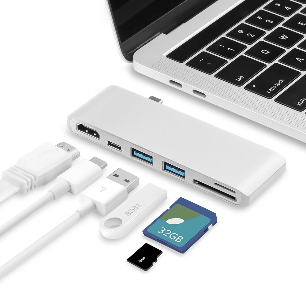 

USB-C Hub to HDMI 4K Adapter Type C Hub+2 USB 3.0 Hub Splitter Adapter TF SD Card Reader for MacBook Pro New air 13 Type C HUB