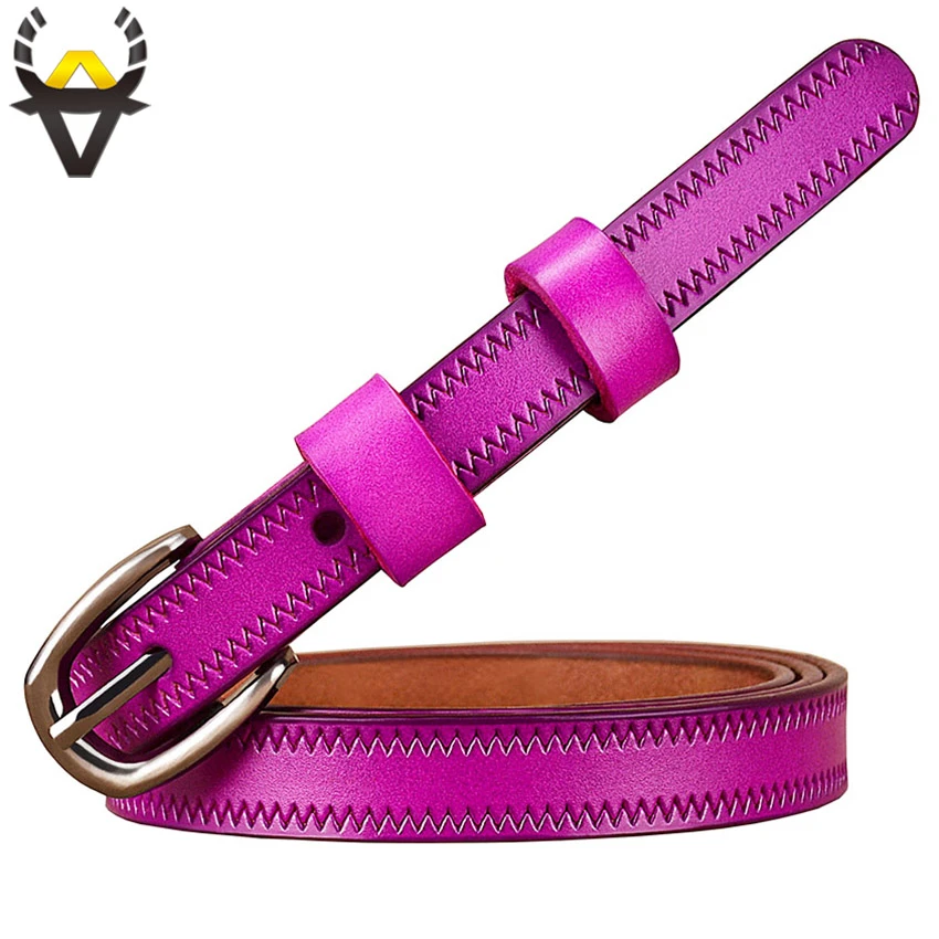 designer belts women Narrow genuine leather belts for women Fashion Pin buckle waist belt female for jeans Cow skin girdle for dresses width 1.35 cm pink belt