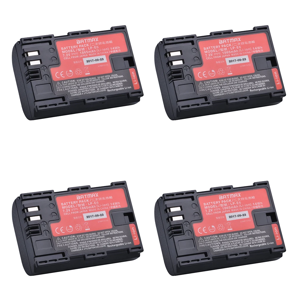 4Pcs LP E6 LPE6 LP E6N Camera Battery Japan Sanyo Cell Bateria for