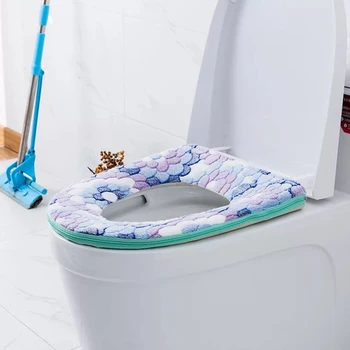

Home toilet plus velvet padded toilet seat zipper paste multi-selection warm waterproof toilet seat cushion