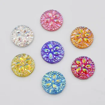 

25PCS MIX 14mm AB Resin Flower Flat back Rhinestone scrapbook children ornaments diy 2 hole buttons crafts PF231