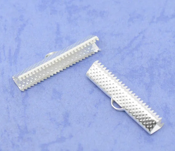 

Alloy Necklace Cord End Tips Briefcase Silver Plated Spot Pattern 30mm(1 1/8") x 7.5mm( 2/8"), 15 PCs new