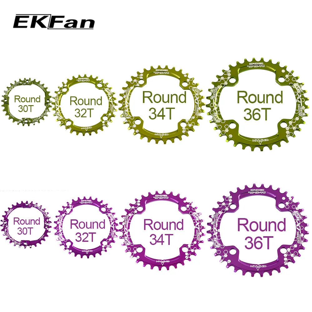 EKFan 104BCD XT Овальный Круглый 30T 32T 34T 36T цепь круг шатунная пластина фиолетовый и зеленый MTB велосипед Велоспорт цепь