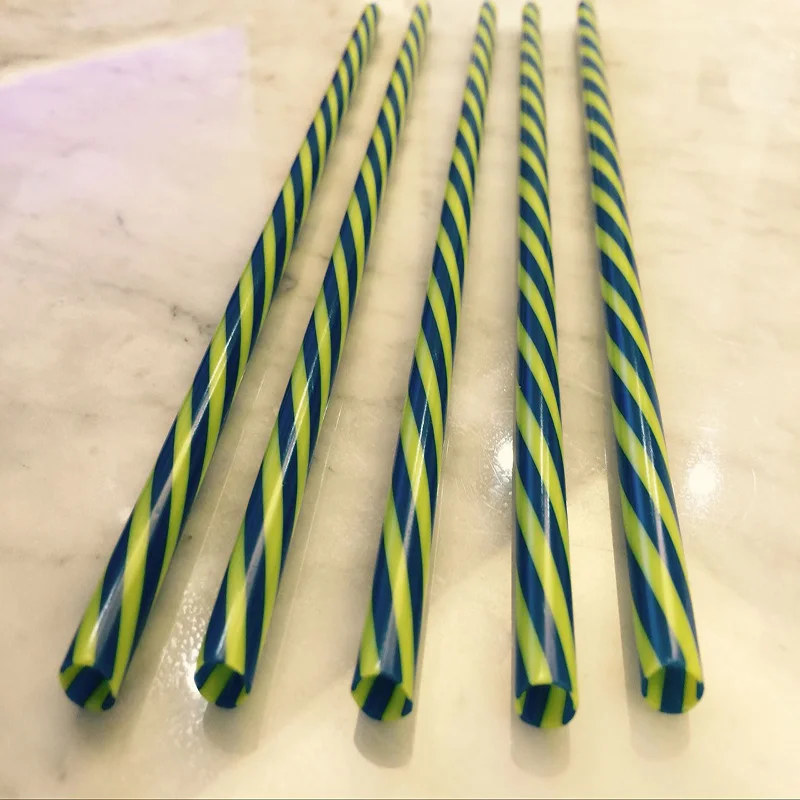 25Pcs/Set Two Size Straws Drinking Straws Reusable Thick Plastic Stripe