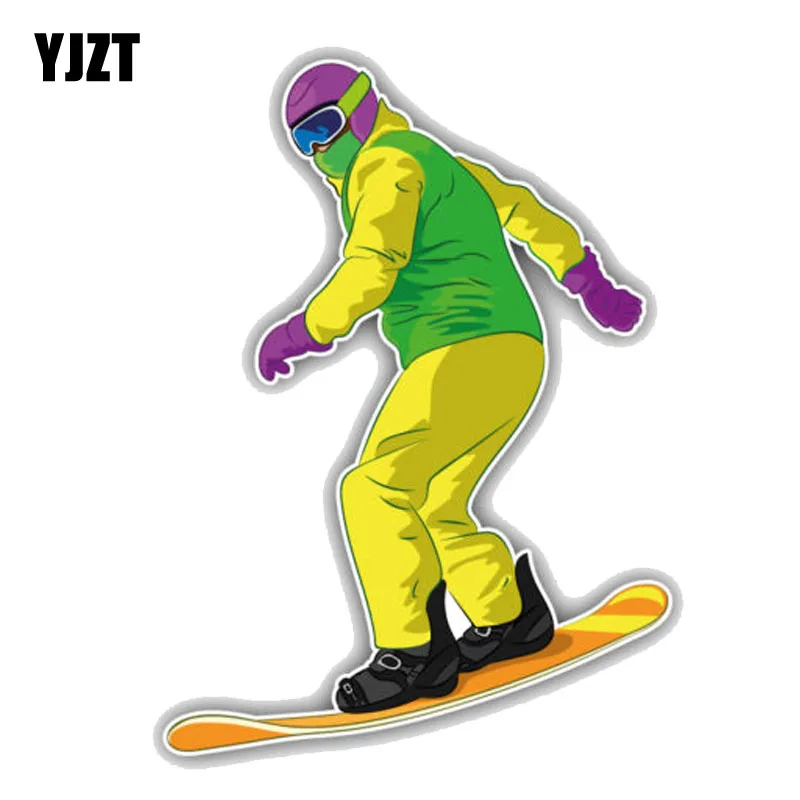 

YJZT 11CM*15.2CM Cartoon Snowboarder Sliding PVC Motorcycle Car Sticker 11-00348