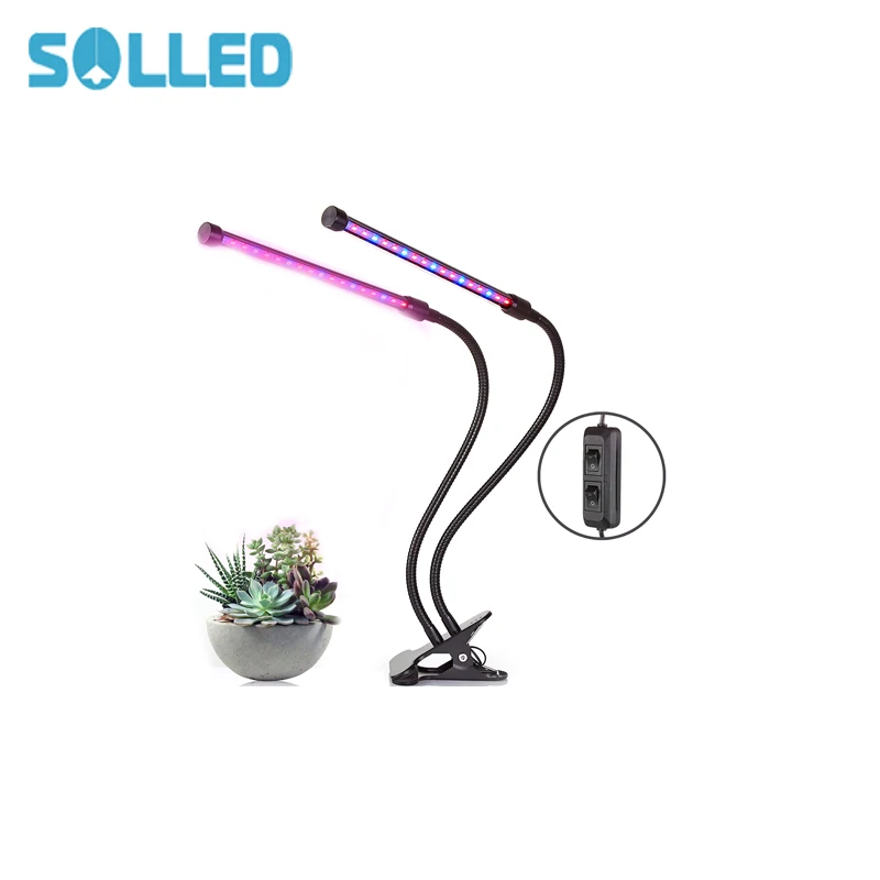 

SOLLED Double Tube Plant Grow Light 360 Degree 40LED 20W Grow Lamp For Indoor Hydroponic Vegetable Cultivation