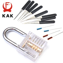 NED Mini Transparent Visible Pick Cutaway Practice Padlock Lock With Broken Key Removing Hooks Lock Extractor Set Locksmith Tool axk transparent visible pick cutaway practice padlock lock with 12pcs blue broken key removing hooks lock locksmith tool