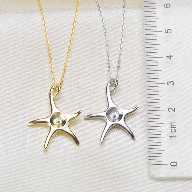 

2 Color 925 Sterling Silver Pearl Necklace Chain with Pendant Mountings Necklace Findings Jewelry Parts Fittings Accessories