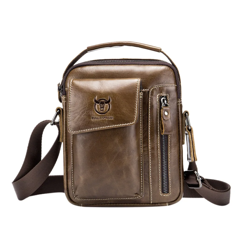 

BULLCAPTAIN Genuine Leather Men Messenger Bag Casual Crossbody Bag Business Men's Handbag Bags for gift brand shoulder bag