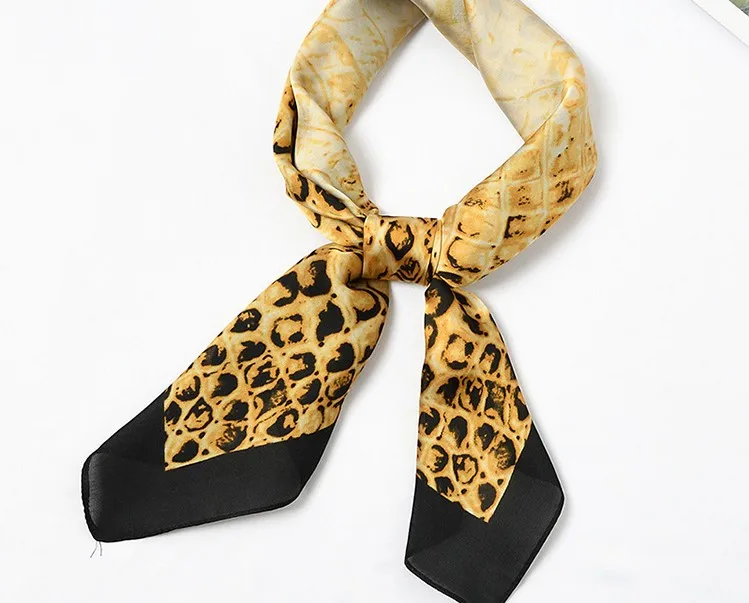 

Yishine 70*70 CM New Women Multifunction Polyester Silk Scarf Snake Design Printed Satin Small Square Wraps Scarves Shawl Shawls