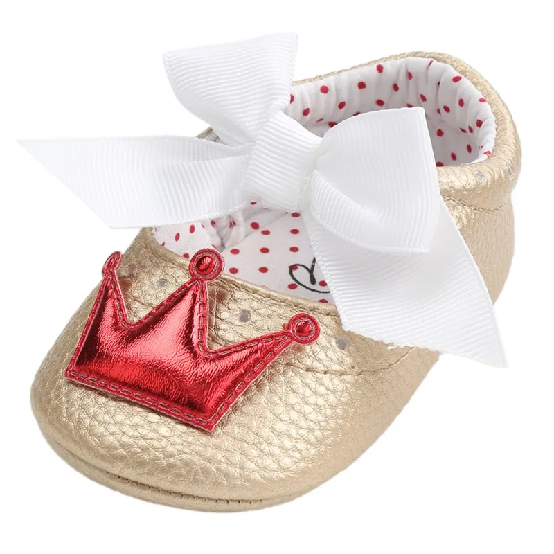 Обувь для маленьких девочек с изображением короны-бабочки; нескользящая обувь для малышей; обувь для первых шагов; обувь принцессы с мягкой подошвой Mary Jane; детская обувь для малышей - Цвет: TGR