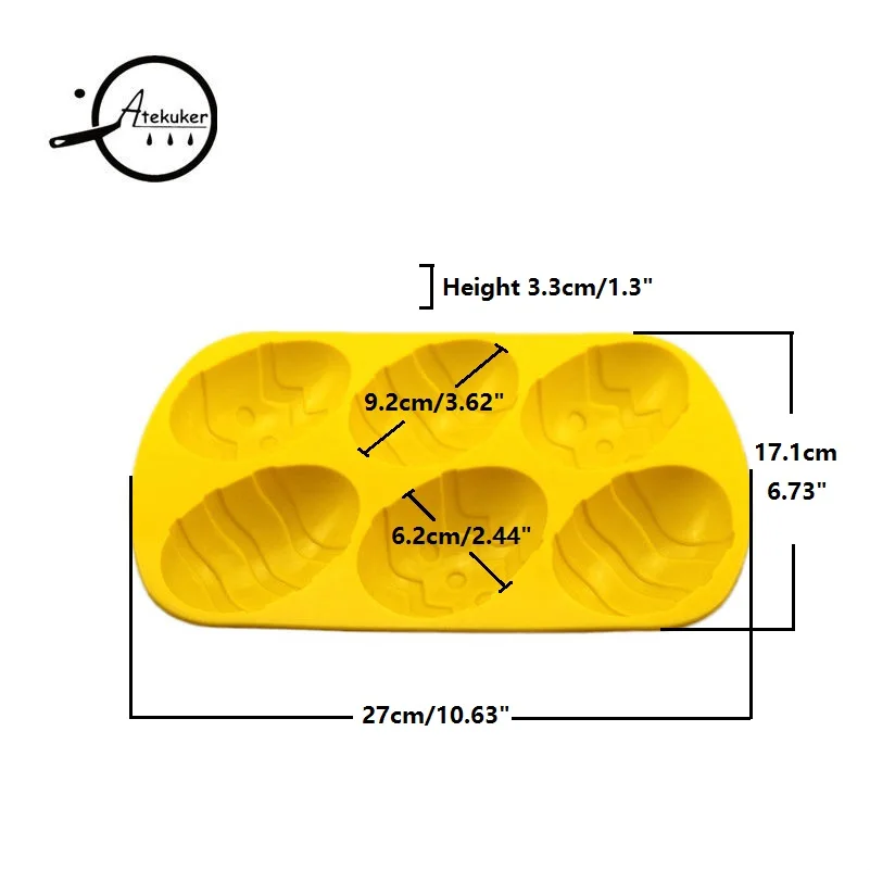 Atekuker, форма пасхального яйца, силиконовая форма для выпечки, кондитерские инструменты, лоток для торта, формы для выпечки, мыло ручной работы, формы для гипса