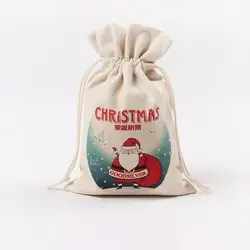 LIXUN рождественские подарки Для женщин холст мешки Drawstring Повседневное Санта Клаус печати дорожная сумка ранцы для сумка женская Feminina
