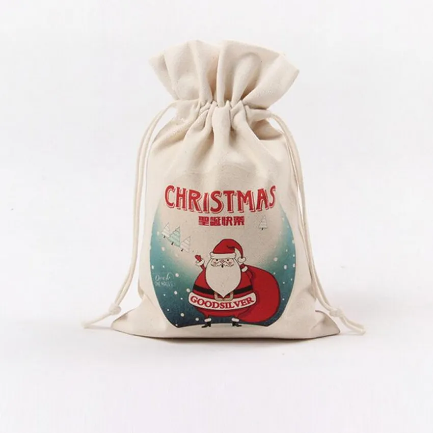 

LIXUN Christmas Gifts Women Canvas Drawstring Bags Casual Santa Claus Printing Travel Bag School Bags For Girls Bolsa Feminina