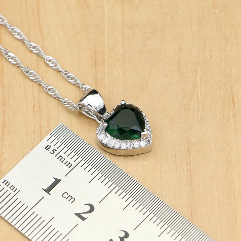 925 Silver Bridal Jewelry Sets Green Cubic zirconia White CZ For Women Weeding (6)