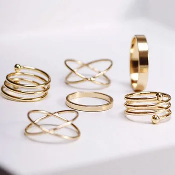

6pcs/set punk stackable Knuckle rings for women Finger Rings set Ring 8CRD99