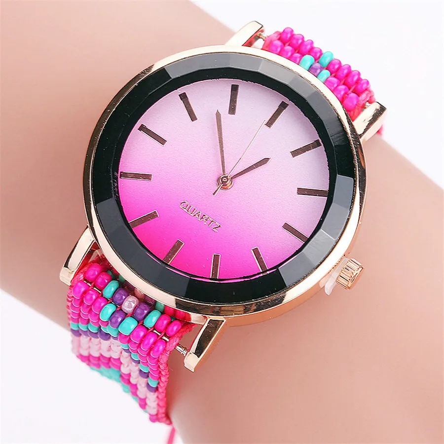

2017 Top Brand Luxury Rainbow Women Watches Braided Handmade Casual Wrist Ladies Dress Bracelet Quartz Watch Relogio