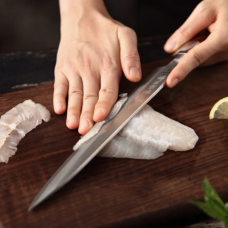 HEZHEN 240/270/300mm нож для суши X9Cr18Mov Сталь Pro Филейный Нож для рыбы лосось нож для суши Национальная кухня кухонные Ножи палисандр ручки