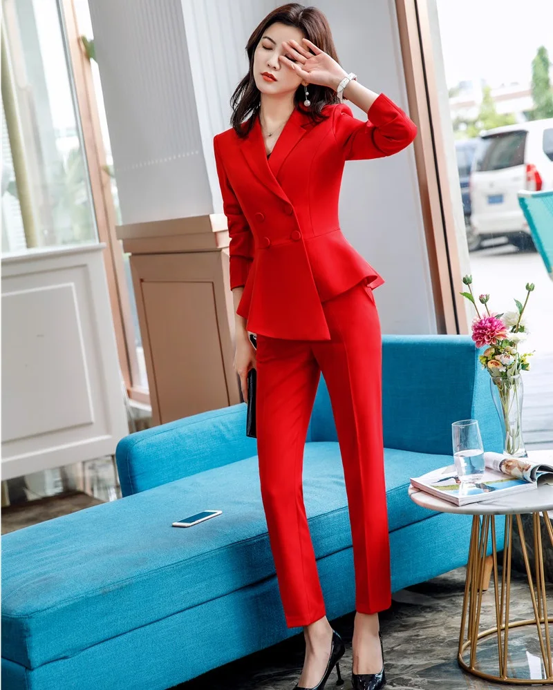 Elegant Maroon Red Pantsuits for Women - Formal Uniform Designs with ...