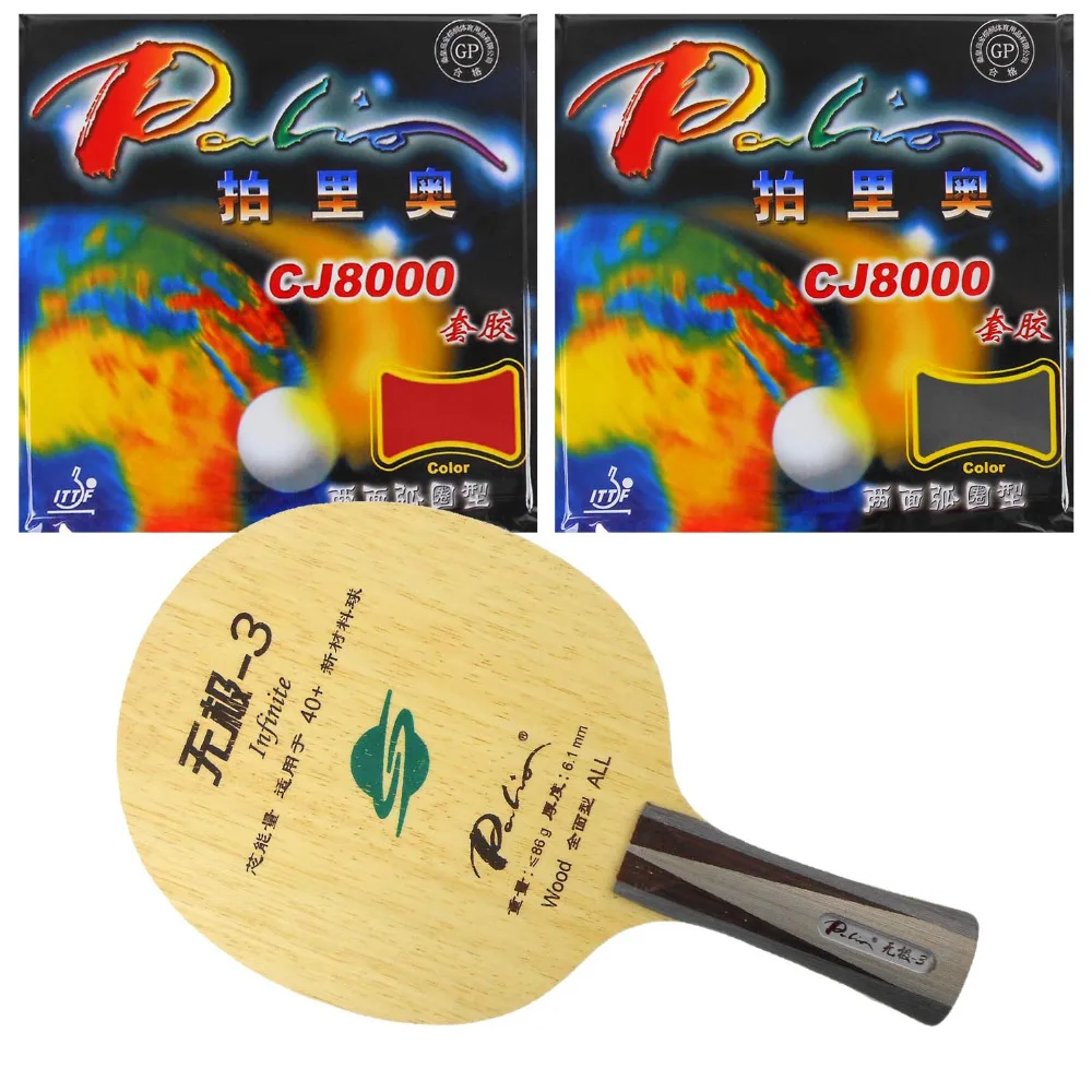 

Original Pro Table Tennis Combo Racket: Palio Infinite-3 Blade with 2x Palio CJ8000 (H36-38) Rubbers Long Shakehand FL
