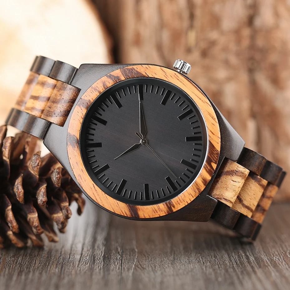 Mens Watches Creative Zebra Wood Watch Luxury Full Wooden Adjustable Strap Quartz Analog 2017 Clock Male hour Reloj de madera 2018 (9)