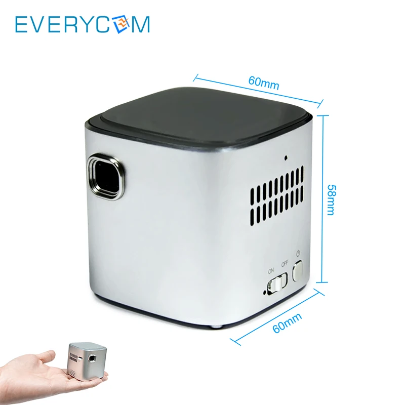 2019 Newest Everycom D019 Mini DLP Projector 50 ANSI Lumens Support Airplay Miracast for IOS & Android 2G 16G BT WIFI Proyector