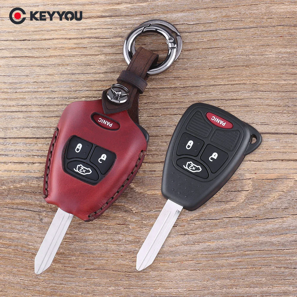 KEYYOU 4 3 + 1 кнопка кожаный чехол для автомобильного ключа Chrysler 300 Aspen Dodge Dakota Durango Jeep