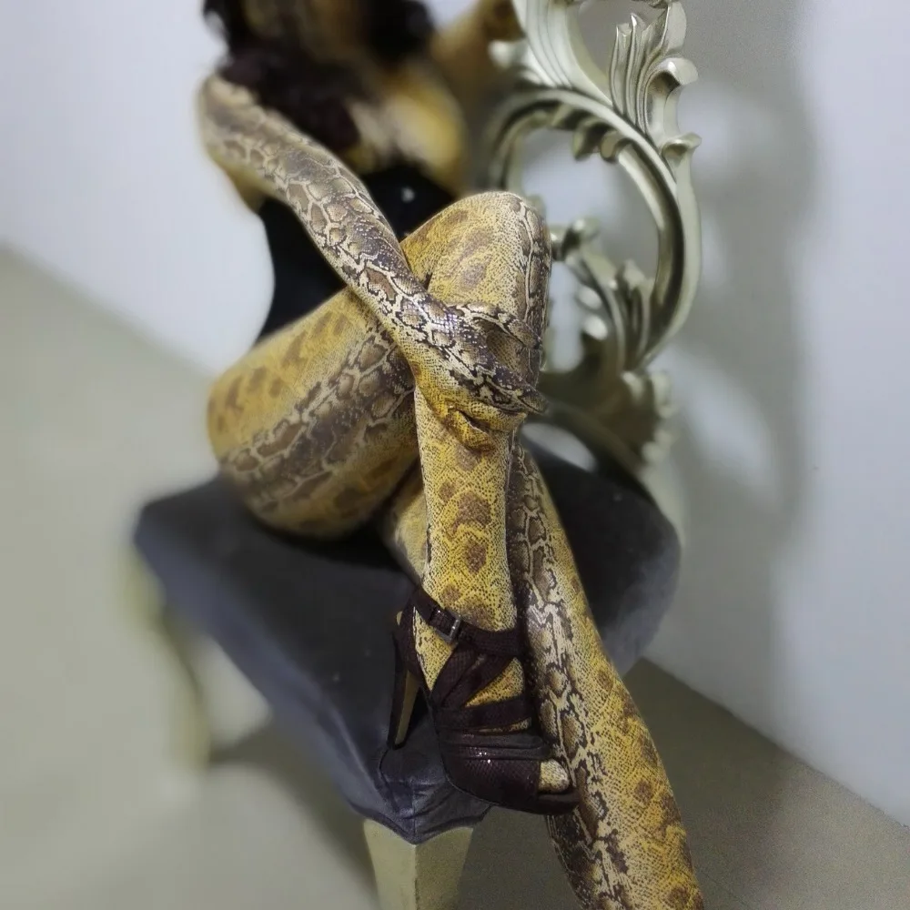 (MWF011) роскошный настроены холодный желтый dastarcus змея Колготки кожи зентай-костюм комбинезон Фетиш костюм