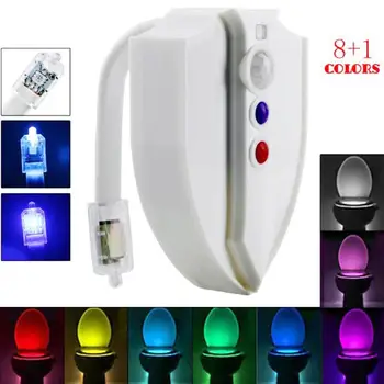 

Bathroom Toilet Seat Light LED PIR Motion Sensor 8 Colors Toilet Night Lamp Yard Security Solar Lamp