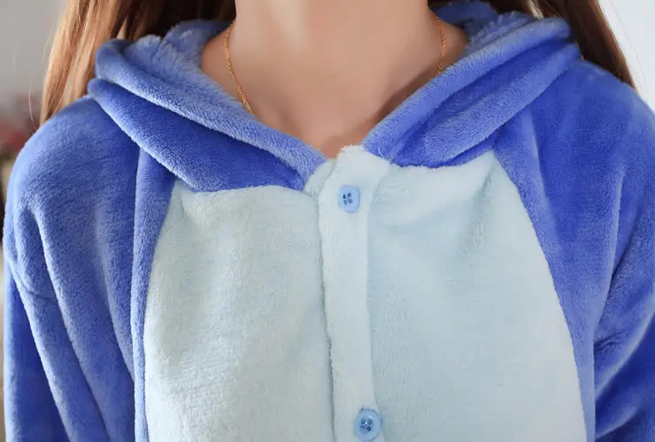 Синий Стич-пижамы Аниме Костюм для косплея киругуми унисекс пижамы Вечеринка ночная рубашка с карманами