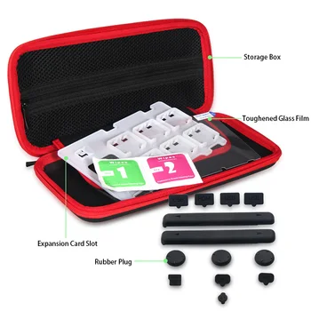 

For Nintend Switch Protective Kit with Travel Carrying Case+Expansion Game Card Slot+Tempered Glass Film for Switch Console