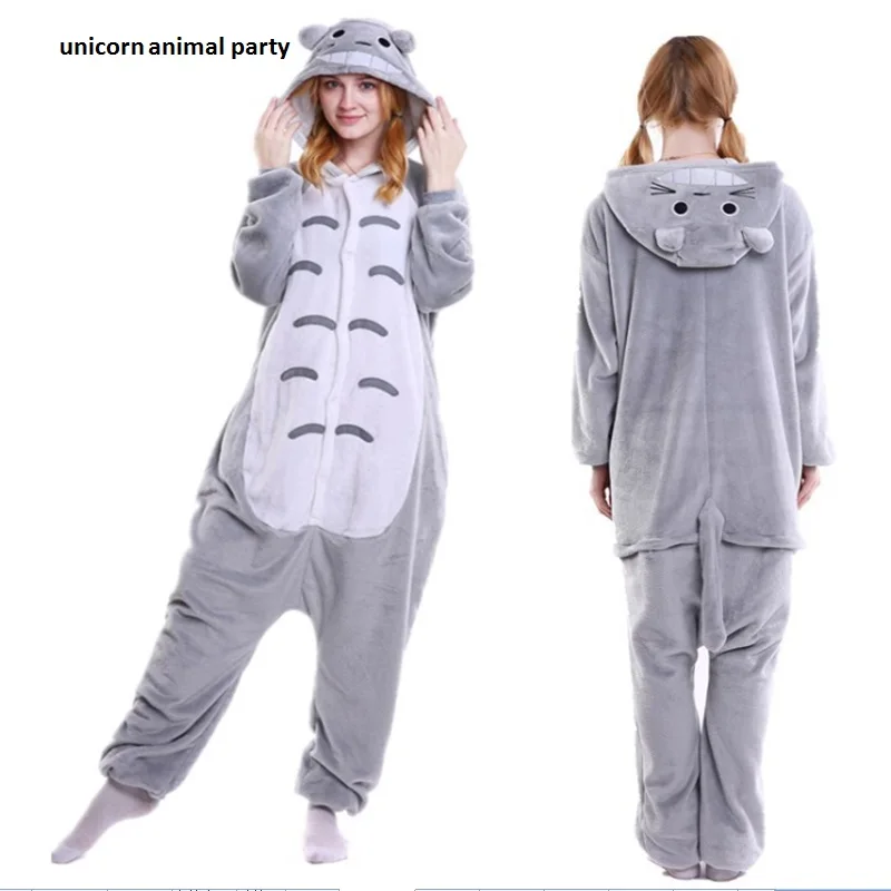 

Adult Flannel Lovely Totoro Unisex Pajamas Cosplay Costume Animal Nightwear Onesie Sleepwear Kigurums Winter Anime Pajamas