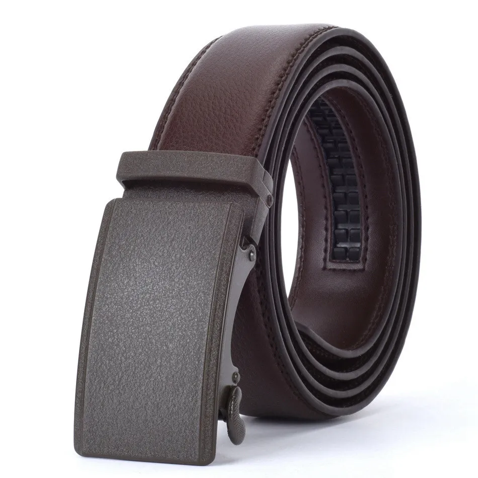 WOWTIGER коричневый 35 мм ремень из воловьей кожи для мужчин Высокое качество мужской бренд трещотка автоматические роскошные ремни Cinturones Hombre - Цвет: Brown 1