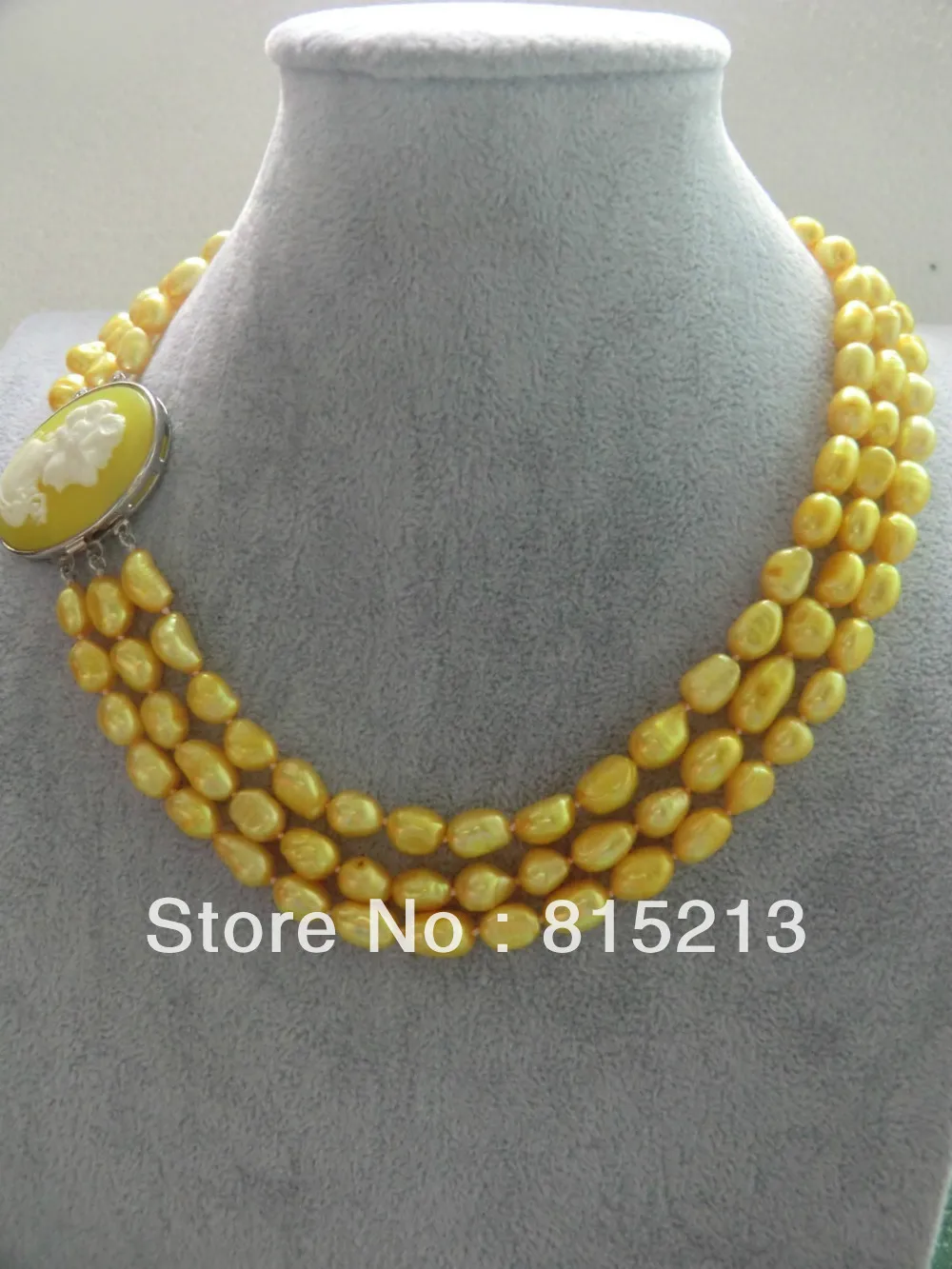 

ddh00158 New -3 rows elegant comfortable golden freshwater pearl necklace