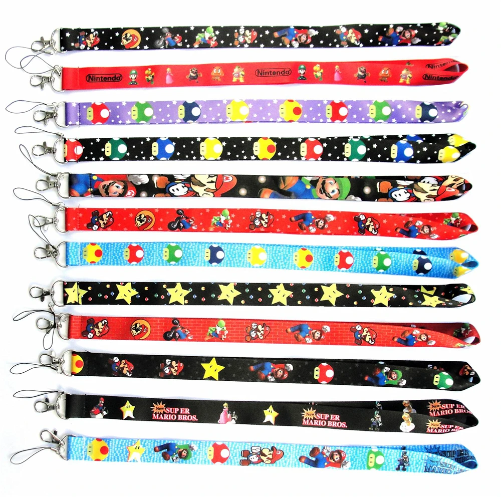 

100 PCS Anime Keychain Super Mary Premium Lanyard id badge holder keychain straps for mobile phone Free Shipping