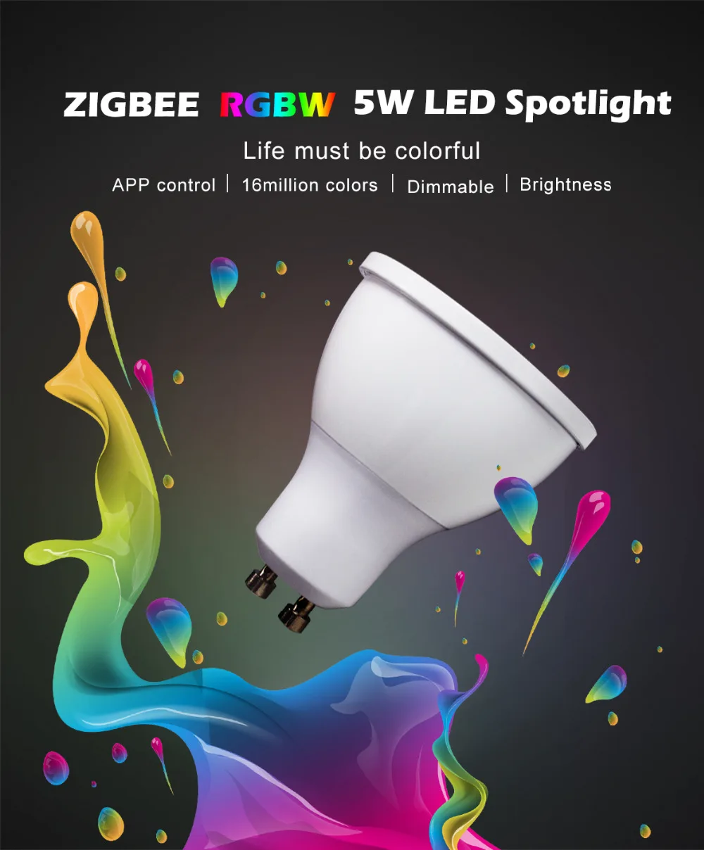 Васэда Zigbee brug светодио дный RGBW GU10 spotlight kleur veranderende zigbee zll ссылка светодио дный GU10 лампа compatibel встретился оттенок Lightify эхо