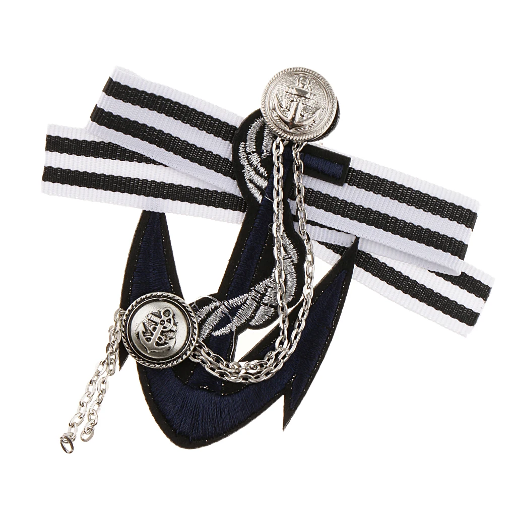 

Vintage Striped Fabric Anchor Design Nautical Themed Brooch Pins Fashion Men Women Uniform Shirt Badge