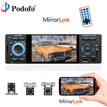 Podofo 1 Din 4 ”Car Radio di Tocco di Bluetooth Dello Schermo Dello Specchio di Collegamento Lettore Multimediale Autoradio AUX USB SD Audio Stereo macchina Fotografica di Backup