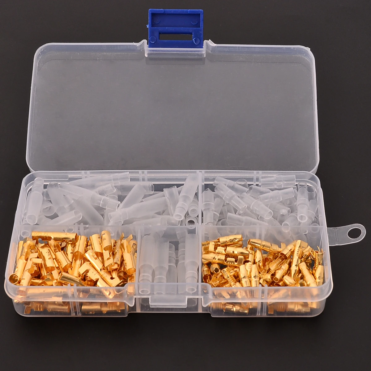 120pcs Practical 3.5mm  Male & Female Brass Bullet Connector+Transparent Cover Insulated Terminal with Plastic Box